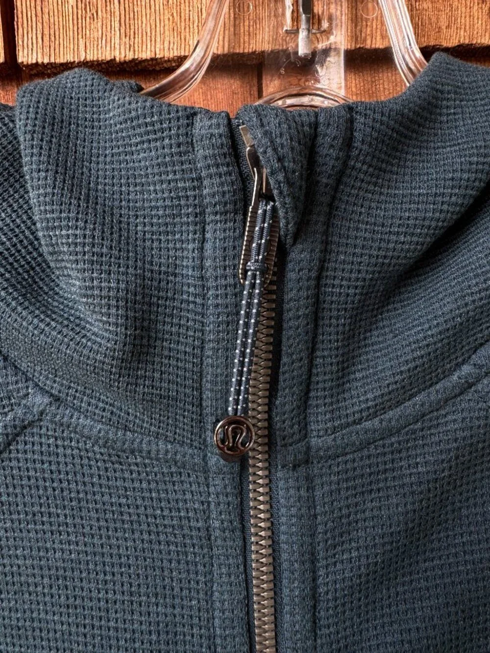Lululemon Heathered Indochine Blue Oversized Full-Zip Hoodie Waffle in Med/Large - Picture 2 of 10